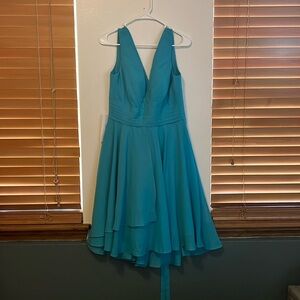 Aqua Blue lace back Bridesmaid dress